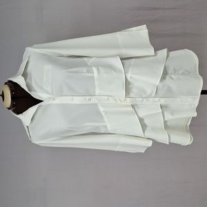 Joseph Ribkoff White Collared Three Tiered Long Lined Button Up Shirt Blouse 8